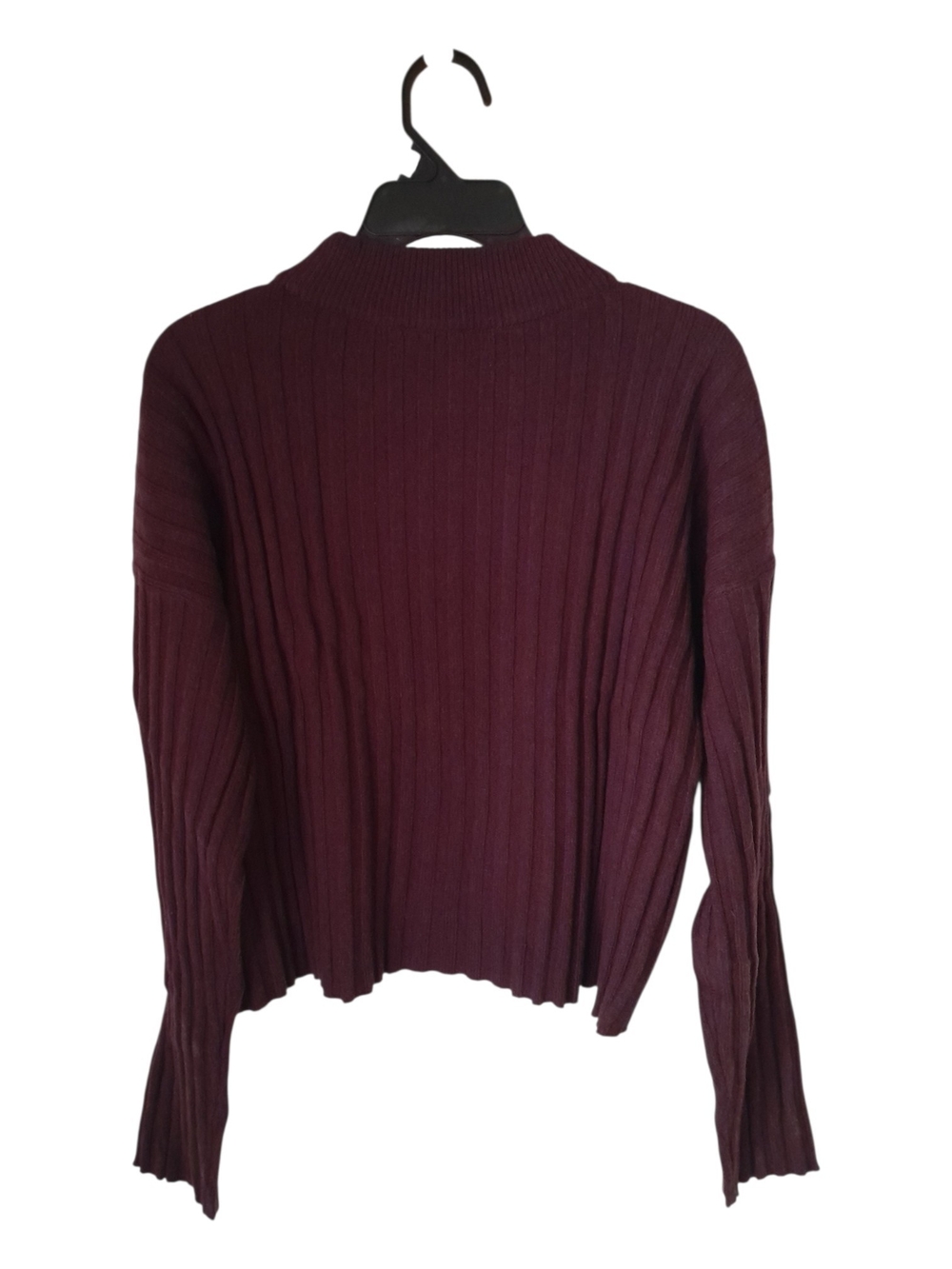 Madewell Plum Purple Ribbed Mockneck Cropped Wool Blend Sweater XL - Picture 5 of 12
